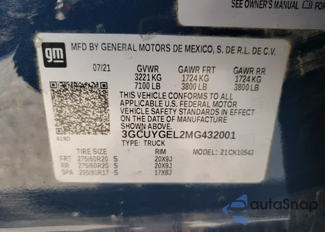 2021 Chevrolet Silverado K1500 Ltz z USA, uszkodzony, nr VIN 3GCUYGEL2MG432001